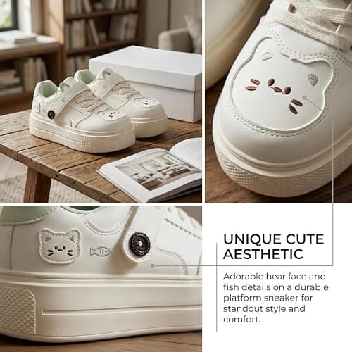 Cute Cartoon Platform White Shoes Women Non Slip Kawaii Commuter Sneakers thumbnail 5