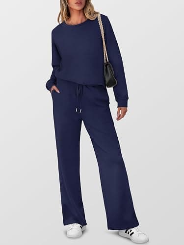 ANRABESS Women's 2 Piece Lounge Sets Casual Travel Outfits Wide Leg Tracksuit Sweatsuits Matching Set 2025 Fall Clothes thumbnail 3