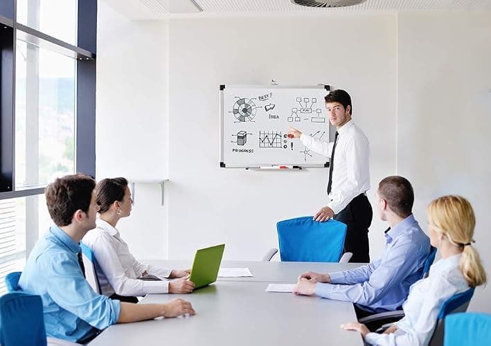 Amazon Basics Large Magnetic Dry Erase Whiteboard with Pen Tray for School, Classroom, Office & Home , 35.4" x 23.6", Aluminum frame thumbnail 10