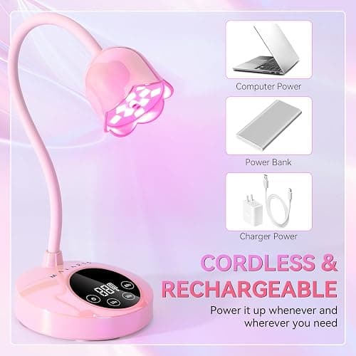 Makartt Flash Cure UV Nail Lamp for Gel Nails Rechargeable Gooseneck Design | 30Mw/Cm² UV LED Lamp with Flexible Gooseneck, Auto Sensor and 4 Timers for Fast, Even Gel Nail Curing Home DIY Salon Use thumbnail 8