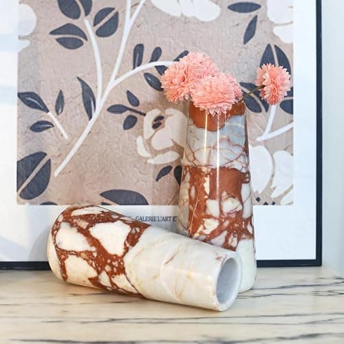 Natural Marble Vase ， Modern Minimalist Stone Vase for Home Decor， Elegant Table & Shelf Decor for Living Room, Entryway, Mantel ， Luxury Centerpiece thumbnail 4