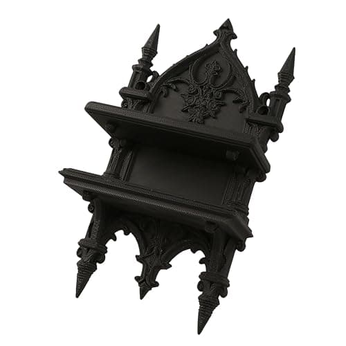 Uqezagpa Coffin Shelf Double Gothic Wall Shelf for Crystal and Plant Display Gothic Wall Decor Floating Shelves, Easy Assembly, 7.8" X 4.4 - Image 1