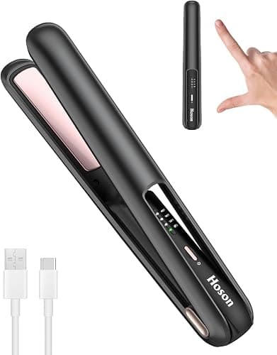 Cordless Flat Iron,Portable Mini Hair Straightener Travel for Bangs,Short Hair, Rechargeable Curling Iron for Touch Ups (Black) - Image 1
