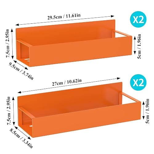 HuggieGems 4 Pack Magnetic Spice Storage Rack Organizer for Refrigerator and Oven, Orange Fridge Organizers and Storage thumbnail 7