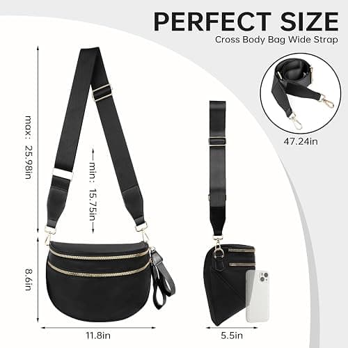 Bum Bag Crossbody Bags for Women Fashion Waist Packs Large Fanny Packs Belt Bag Checkered Purse Handbags Wallets Purses Trendy Shoulder Bag (Black-new, One Size) thumbnail 4