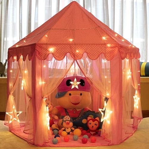 Monobeach Princess Tent Girls Large Playhouse Kids Castle Play Tent with Star Lights Toy for Children Indoor and Outdoor Games, 55'' x 53'' (DxH) thumbnail 2