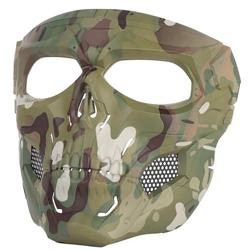 AOUTACC Airsoft Mask Skeleton Mask with Goggles, Full Face Protective Adjustable Tactical Mask for Halloween Party Paintball Game Cosplay Outdoor Activities(Camo Green) thumbnail 9