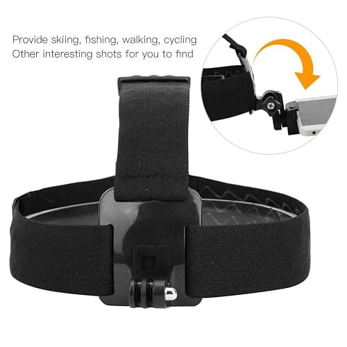 Adjustable Head Mounted Mobile Phone Holder, First-Person View Video Outdoor Live Shooting Bracket with Clip Plastic Black Elastic Head Harness Strap Action Camera Headband Mount thumbnail 3