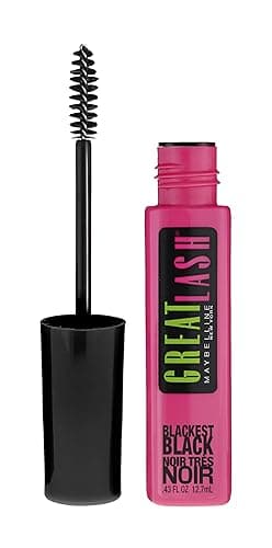 Maybelline Great Lash Washable Mascara Makeup, Volumizing Lash-Doubling Formula That Conditions As It Thickens, Blackest Black, 1 Count - BLACKEST BLACK - 0.43 Fl Oz (Pack of 1)