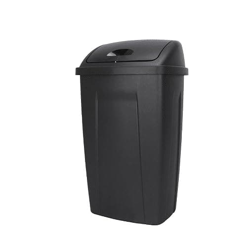 13 Gallon Trash Can Plastic Swing Top Kitchen Garbage Trash Can (Black) - Image 1
