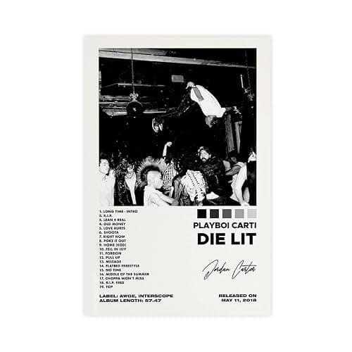 Sagnus Playboi Carti Die Lit Album Cover Canvas Wall Art Decor Print for Living Room Bedroom Decoration Unframed 12x18inch(30x45cm) - Image 1