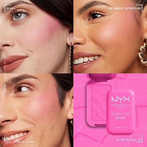 NYX PROFESSIONAL MAKEUP Buttermelt Powder Blush, Fade and Transfer-Resistant Blush, Up to 12HR Make Up Wear, Vegan Formula - My Butta Half thumbnail 6