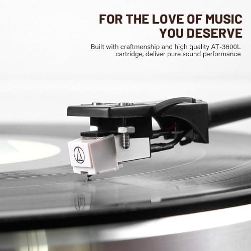 FEKTIK Vinyl Record Player with Magnetic Cartridge and Built-in Speakers | Belt-drive turntable with 33/45 RPM playback, Bluetooth playback, aux input, adjustable counterweight,auto off thumbnail 4