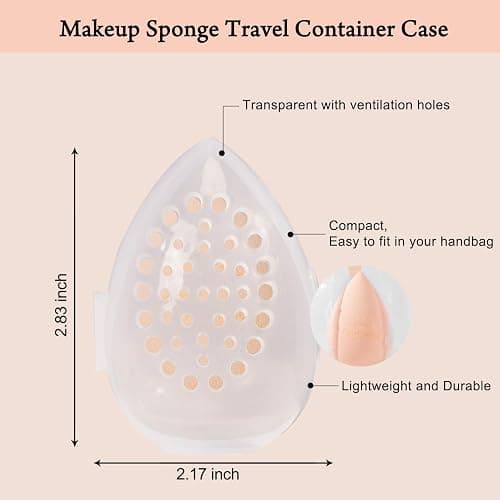 Real Perfection Makeup Sponge Set Blender Sponges, Latex-Free Beauty Makeup Sponges 7 pcs with 1 Travel Container Case for Blending Foundation Liquid Cream and Powder (Beige) thumbnail 4