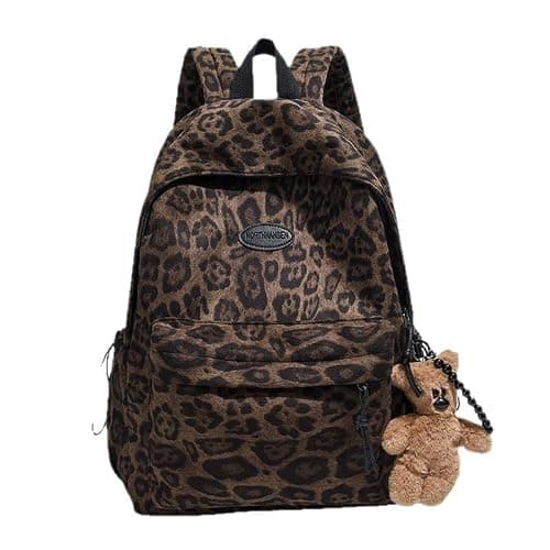 HOKMAH Fashion Cheetah Backpack Shoulder Bag, Trendy y2k Design Daypack Bookbag Leopard Print Coquette Purse Women Men Daily (Brown) - Image 1