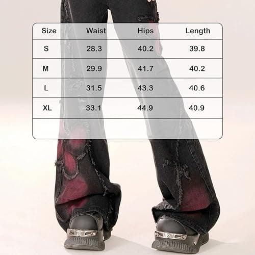 Y2K Baggy Ripped Jeans for Women – Wide Leg Butterfly Print & Star Patch Distressed Denim Pants High Waist Streetwear thumbnail 7