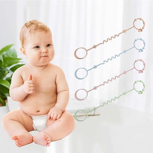 RTMOK (4Pcs) Sippy Cup Strap Keep Bottles and Sippy Cups Off The Floor, Sippy Cup Holder Strap Suitable for High Chairs, Strollers and Water Bottles- Dishwasher Safe thumbnail 4