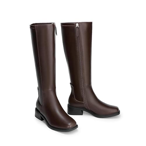 DREAM PAIRS Women's Knee High Riding Tall Boots | Square Toe,Side Zipper,Low Heel,Casual Comfort Riding Long Tall Boots thumbnail 7