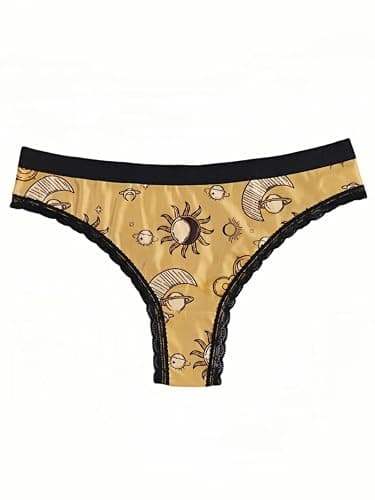 Morvia Variety of Panties Thongs Sexy Cute Chic Gothic Contrast Lace Halloween Skulls Stars Inspired Print Random Underwear thumbnail 5