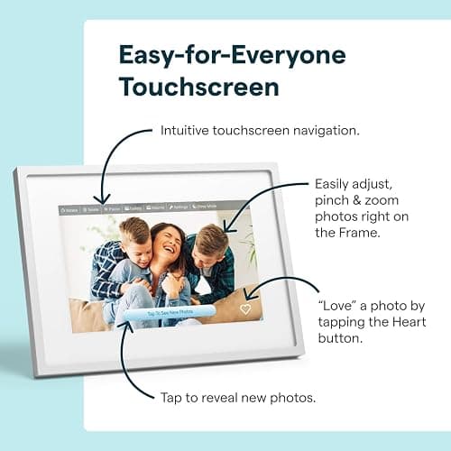 Skylight Digital Picture Frame 2 – 10" Full HD Wi-Fi Touch Screen, 16GB Digital Photo Frame, Load Photos & Videos Directly from Phone, Anti-Glare – Ideal for Personalized Gifting, Classic White thumbnail 7