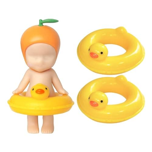 Kaitiaki 2PCS Mini Duck Floaties for Sonny Angel, Cute Yellow Duck Resin Swim Rings Accessories Fits 3 Inch Dolls, Decorative Display Props Clothes for Collectors, Doll Not Included - Image 1