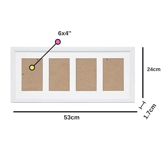ARPAN MDF 4, Multi Aperture Modern Photo Picture Frame with Mount, White thumbnail 3