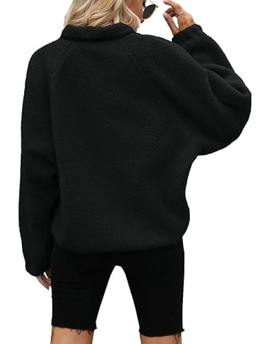 Yanekop Womens Fleece Jacket Fuzzy Long Sleeve Short Winter Coats Button Down Sherpa Jacket Outerwear with Pockets thumbnail 4