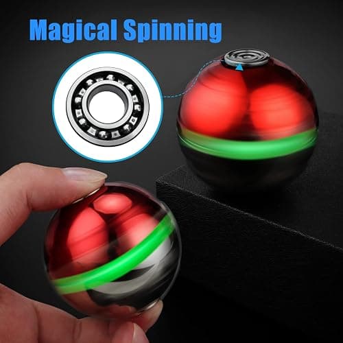 Luminous Fidget Spinner Toy Sphere Metal, Sensory Spinner Gyro Gadget, Finger Hand Desk Toy, Christmas Stocking Stuffer Gift for Boys Girls, Stress Anxiety Relief Keep Clam Focus for Kid Adult thumbnail 5