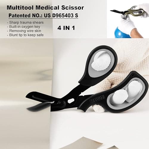 MEUUT 3 Pack Penlight & Medical Scissors- One 8 Inches Patented Trauma Shears Two LED Pen light with Four Batteries - Bandage Scissor for- Nurse, First Aid, EMT, Doctor thumbnail 5