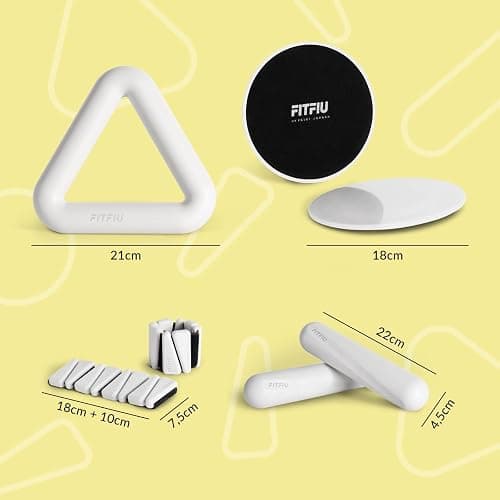 Fitfiu Fitness Pack of 4 Pilates Accessories: 1 Weights 2 Wristbands 2 Dumbbells 2 Dumbbells 2 Sliding Discs 1 Steel Elastic Band in White Silicone thumbnail 8