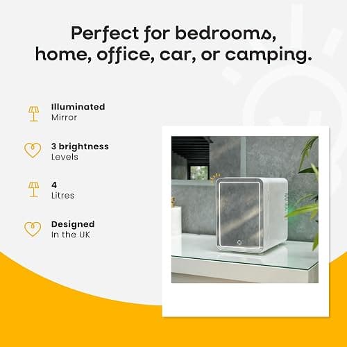 ValueLights | Mini Beauty Fridge with LED Mirror, 4L Portable Cosmetic Refrigerator, Dimmable LED Lights, Small Cooler for Skincare | Beauty & Wellness, Home Décor & Improvement Essential thumbnail 3