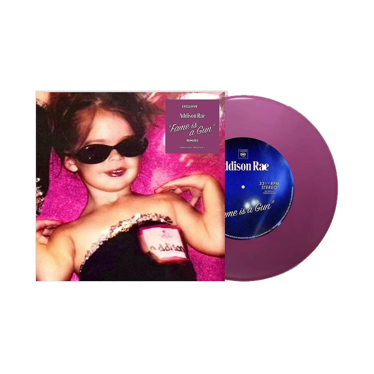 Addison Rae Fame Is A Gun Exclusive Purple 7-inch Single Vinyl (7500 Copies) - Image 1