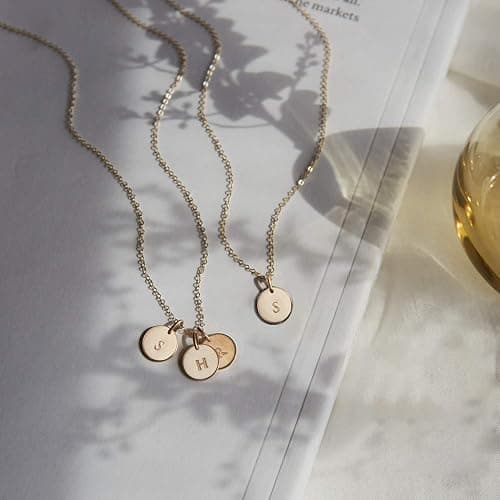 Endless Story Initial Necklaces for Women, Sterling Silver, 14K Gold Filled Custom Dainty Letter Necklace, Initial Necklace, 9mm Disc Pendant, Mom Necklace, Gift for Mom, Daughter, Grandma thumbnail 4