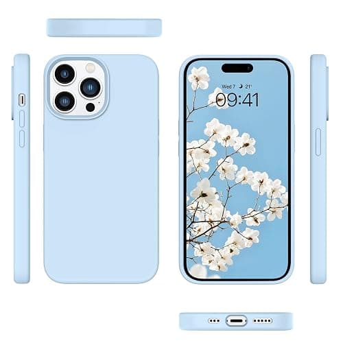 Telaso for iPhone 14 Pro Case, Liquid Silicone Soft Gel Rubber iPhone 14 Pro Phone Case Slim Case with Microfiber Lining Shockproof Protective Phone Cover, Light Blue thumbnail 7