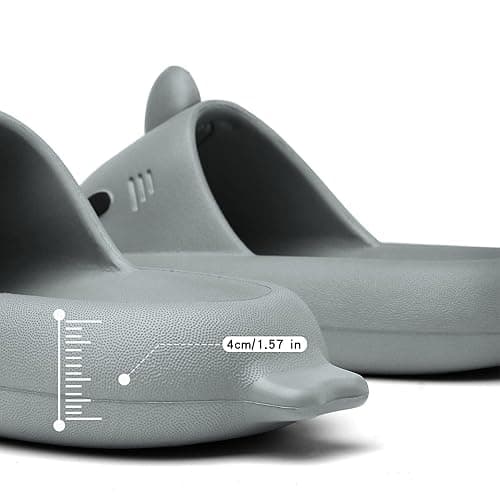 Men's and Women's Shark Slides Cloud Slippers Summer Novelty Open Toe Slide Sandals Anti-Slip Beach Pool Shower Shoes with Cushioned Thick Sole - 7-8 Women/6-7 Men - Light Grey thumbnail 4