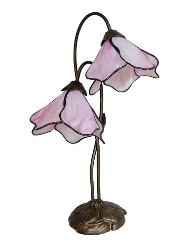 Dale Tiffany TT12146 Poelking 2-Light Pink Lily Table Lamp, Bronze - Image 1