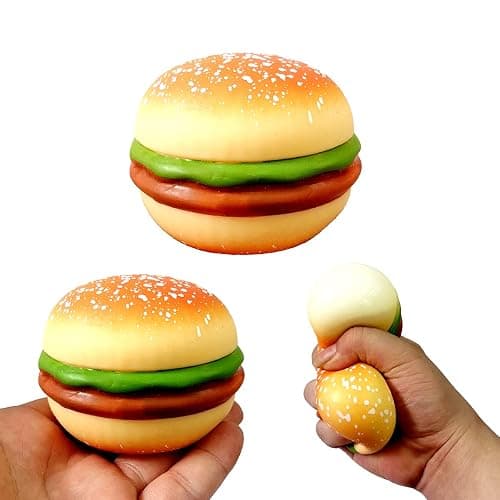 Cooplay 2pcs Hamburg Shape Decompression Stress Relief Prop Food Shape Extrusion Relaxation Extrusion Pulling and Deformation Decompression Kitchen Decorative Props For Adult Hallowmas Party - Image 1