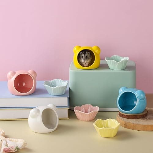 VanEnjoy 2 Pack Ceramic Hamster Hideout Red and Blue Small Animal Hides for Gerbils Mice Cute Summer Cooling Houses for Cage Accessories thumbnail 7