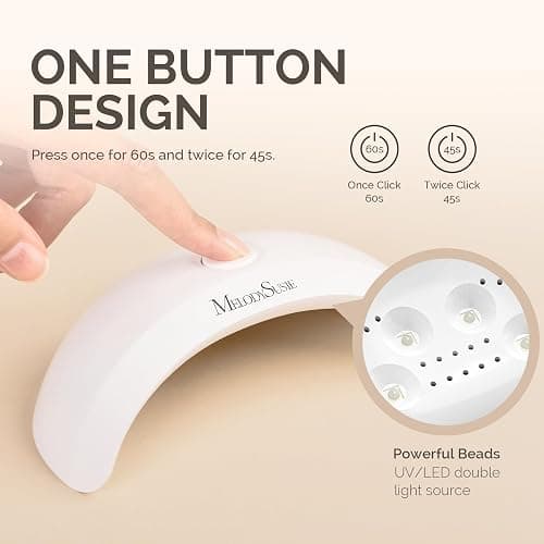 MelodySusie Pocket-Sized LED UV Nail Lamp with Ultra-Lightweight Design, P-ART04 UV Light Cures All Soft Gels at Home, Especially Instant Nails, Semi-Cured Gel, Base Coat & Top Coat (White) thumbnail 6