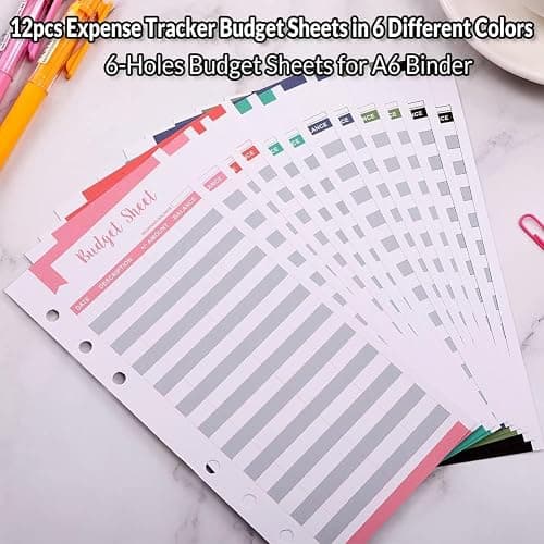 SKYDUE Budget Binder, Money Saving Binder with Zipper Envelopes, Cash Envelopes and Expense Budget Sheets for Budgeting (Mabble) thumbnail 7