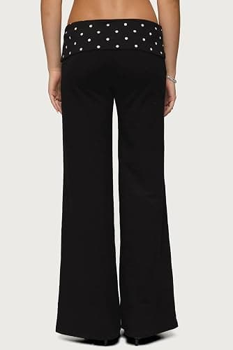 Qmlyev Wide Leg Sweatpants for Women Fold Over Low Rise Flare Yoga Lounge Pants Back to School Clothes for Teen Girls thumbnail 3