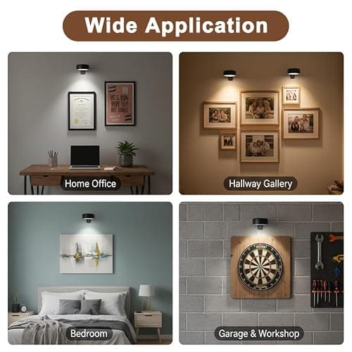 VKAXRMZTP 3 Pack Black Magnetic Picture Lights, Battery Operated LED Art Lights with Remote & Timer, 3 Color Temperature Dimmable Rotating Extendable Light for Artwork, Photos & Posters thumbnail 7