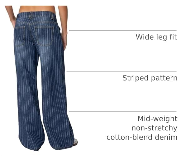 Justalwart Women's Mid Rise Striped Baggy Barrel Jeans Wide Leg Denim Pants thumbnail 4
