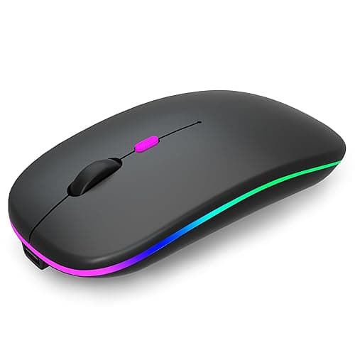 AIKOKOK Wireless Bluetooth Mouse, Rechargeable Dual Mode Mouse, Black | BT 5.2 & 2.4G USB Receiver, 3 Adjustable DPI,LED Lights,Slim,Silent,Portable Computer Mouse for Laptop,PC,MacBook,iPad,Tablet - Image 1
