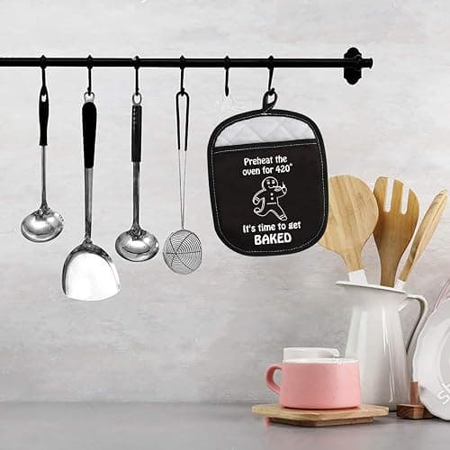 Funny Marijuana Novelty Kitchen Accessories Preheat The Oven for It’s Time to Get Baked Oven Pot Holder with Pocket (Preheat) thumbnail 2