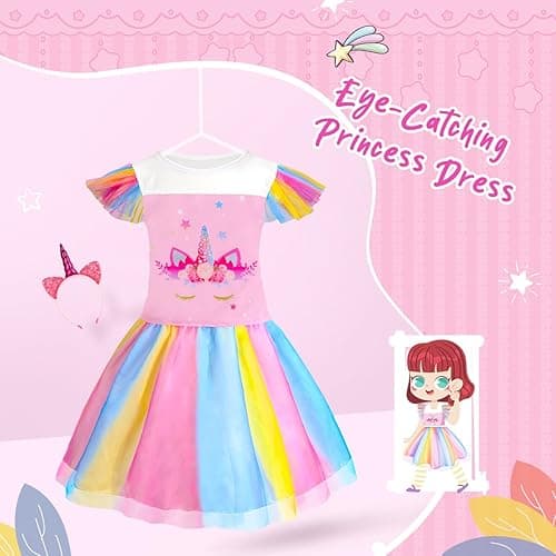 Meland Princess Dress Up - Dress Up Clothes for Girls with Toys,Christmas Birthday Gift for Toddler Girls 3,4,5,6,7,8 Years - Pink thumbnail 3