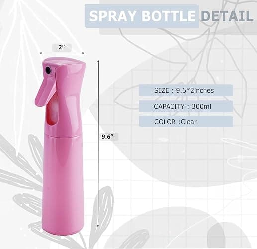 VIGOR PATH Continuous Spray Bottle for Hair – Fine Mist Mister for Hairstyling, Cleaning, Plants, Pets, Barbers, Salons, and Essential Oil Applications (300ml/10 oz) Pink thumbnail 2