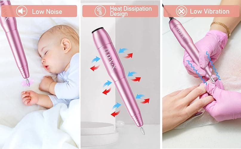 Portable Electric Nail Drill File Machine with Acrylic Nail Kit Set Professional 20000rpm Manicure Pedicure with Sanding Bands Brush for Nail Art Gel Nail Polish Tips Clippers thumbnail 4