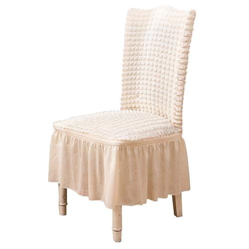 XMNTG Dining Room Chair Slipcovers 1-Piece Stretch White Dining Chair Covers Non Slip Washable Furniture Protector with Skirt Country Style for Hotel Ceremony Party (White 1) thumbnail 3