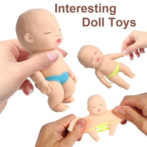 AHHSOY 2 Pack Squeeze Stress Doll Toys, Cute Little Baby Doll Fidget Toys, Stress Relief Sensory Squishy Toys for Kids Adults (White) thumbnail 6